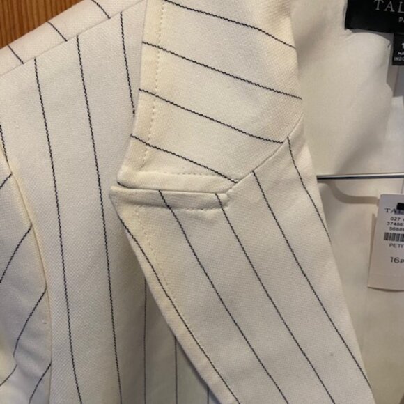 Talbots Double Breasted Blazer Nautical Stripe Navy/Cream Womens Sz16 Petite - Picture 3 of 5